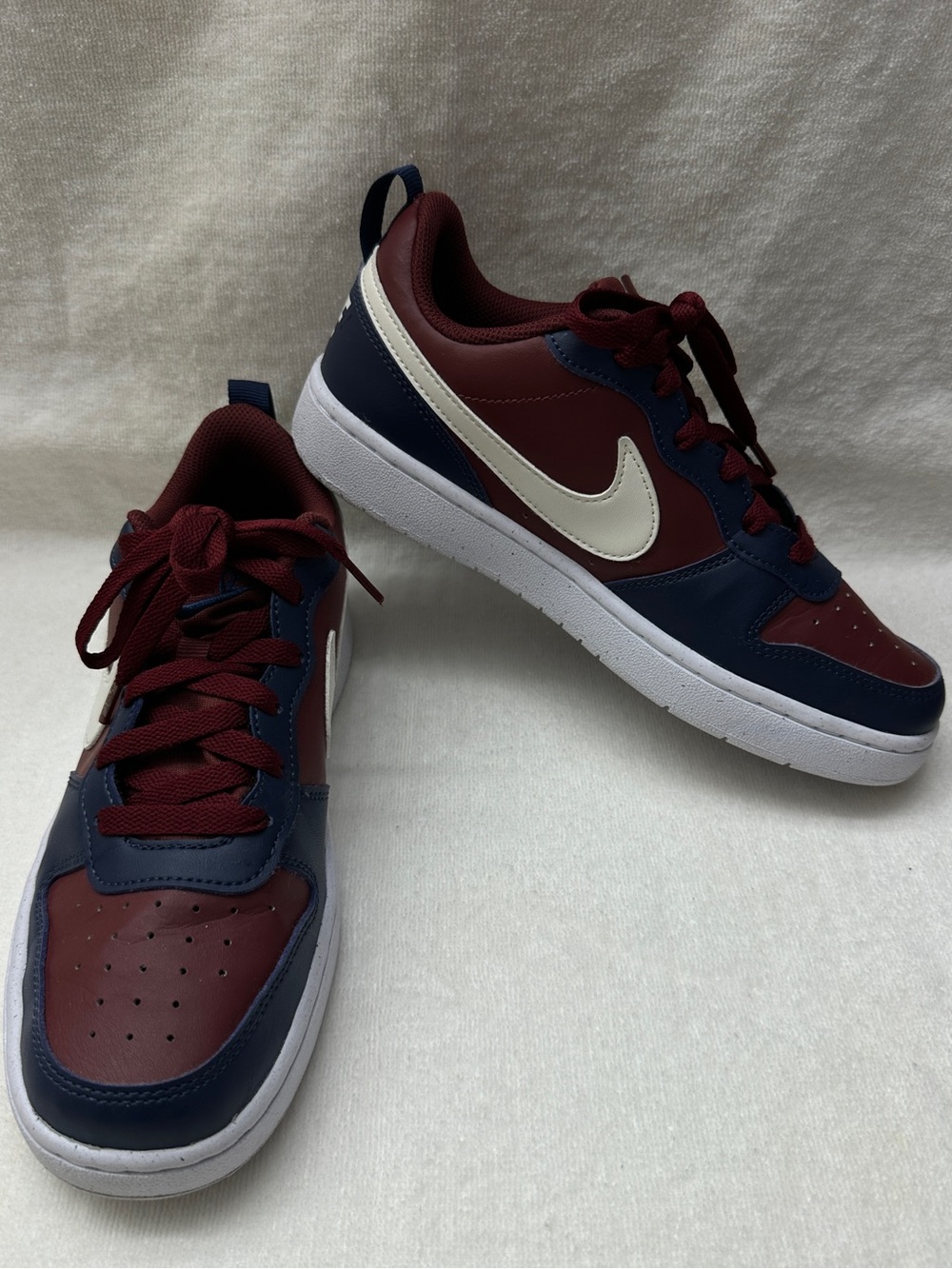 Nike Unisex Court Borough Recraft GS Low-Top Sneakers Youth Size 7 Burgundy Navy